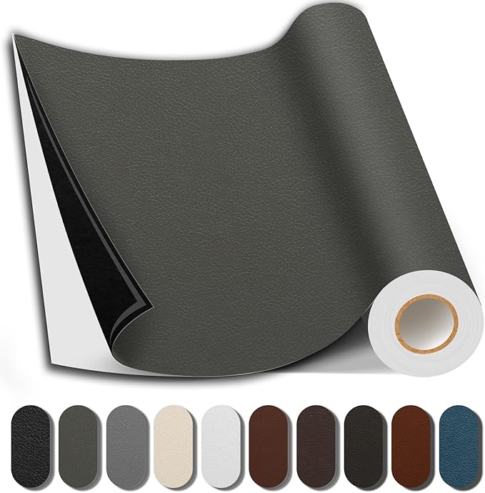 Shagoom Leather Repair Patch, Repair Patch Self Adhesive Waterproof, DIY Large Leather Patches for Couches, Furniture, Kitchen Cabinets, Wall （Dark Grey, 3.5X79 Inch）