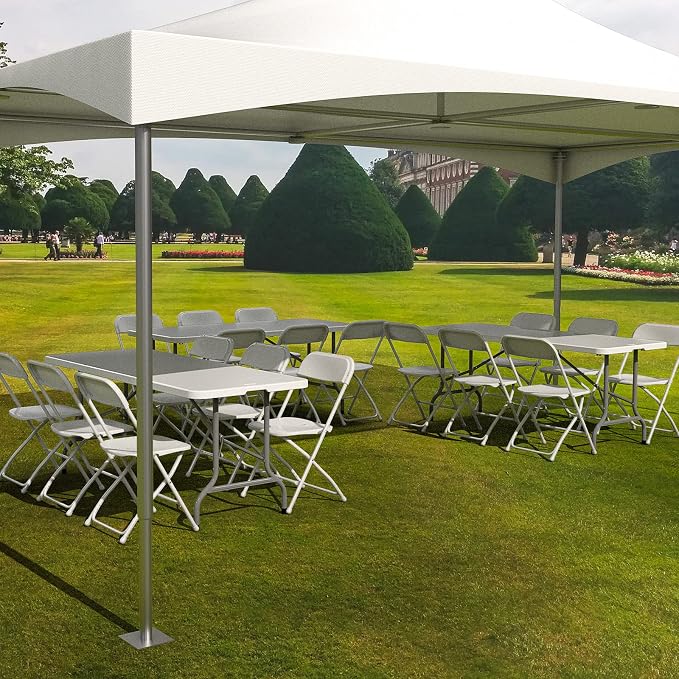 Bonnlo Folding Table 6ft, Portable Collapsible Plastic White Long Tables - Image 6
