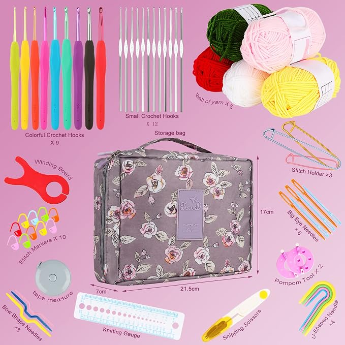 Aeelike Crochet Kit Multi Size Crochet Hooks Set 0.6mm-6mm, Full Crochet Kit - Image 2