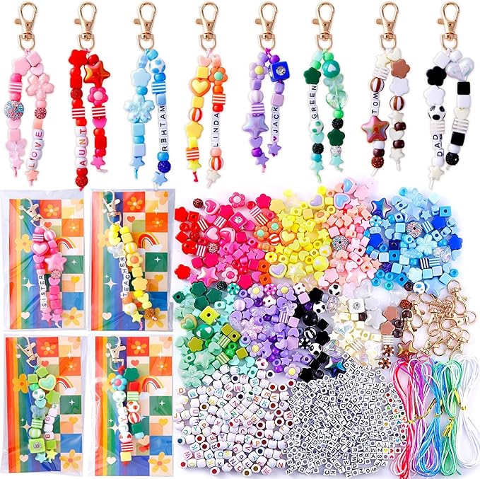 TOHONGADON 618 Pcs Bead Keychain Kit, Colorful Bag Charm Kit by TOHONGADON
