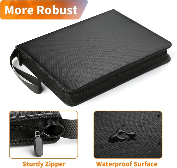 GERMUN Fireproof 3 Ring 9 Pocket Zipper Card Binder, 720 Double Sided Standard - Image 7