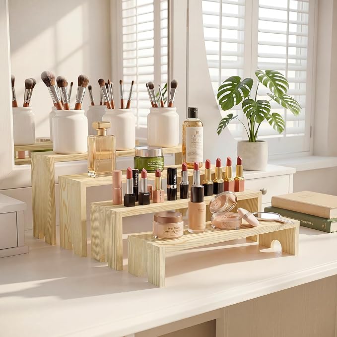 2 Set Wooden Cupcake Stand for Decor, 4 Tiered Stackable Display Risers - Image 8
