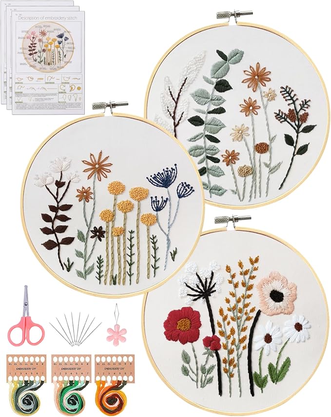 Santune 3 Sets Embroidery Kit, Cross Stitch Kits by Santune