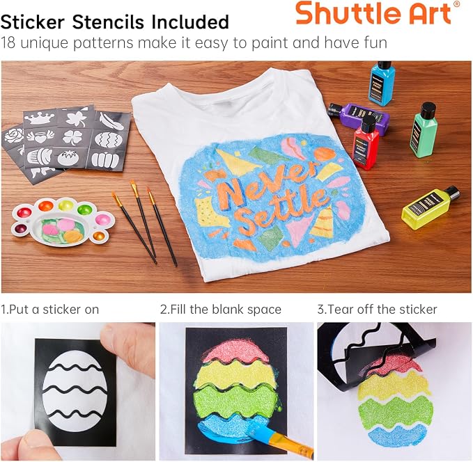 Metallic Fabric Paint, Shuttle Art 18 Metallic Colors Permanent Soft Fabric - Image 5