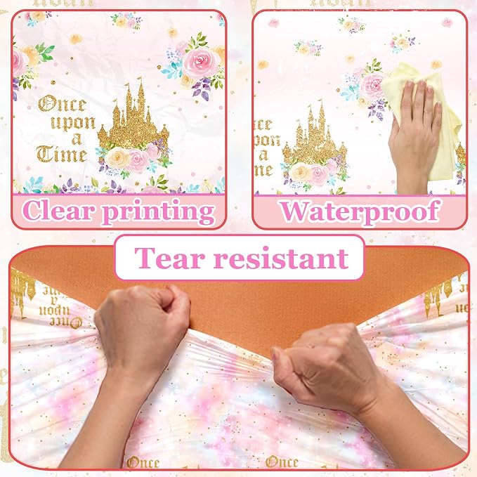 3PCS Princess Birthday Party Tablecloths Decorations, Once Upon a Time Birthday - Image 6