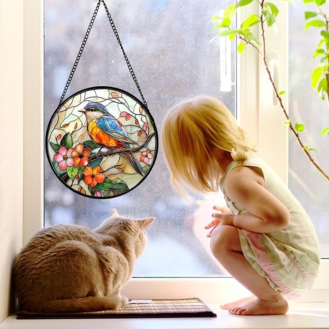 DASTOLL Stained Glass Window Hanging, and Mom 11.8x11.8 in - Image 3