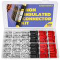 haisstronica Non Insulated Wire Connectors Kit 360 PCS - AWG 22-10 Tinned Copper Electrical Crimp Terminals with 3:1 Heat Shrink Tubing for Automotive, Marine, Industrial Wiring