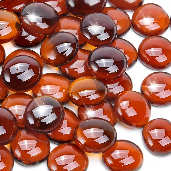 5LB Amber Flat Glass Marbles for Vases, Gemstone Beads Vase Filler Decorative by RUOJAS