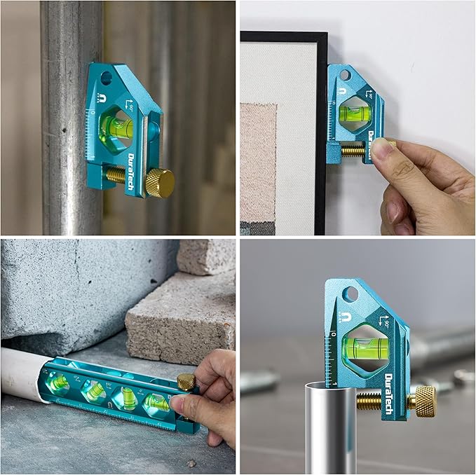 DURATECH 2.5-Inch Level, Magnetic Torpedo Level with 90° Bubbles, V-Groove, Large Viewing Window, Aluminum Alloy Body, Hanging Hole, SAE and Metric Scale for DIY Projects and Household Use
