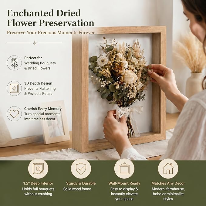 4 Pack 8x10Shadow Box Frame Set, Deep Wood Display Case - Image 5