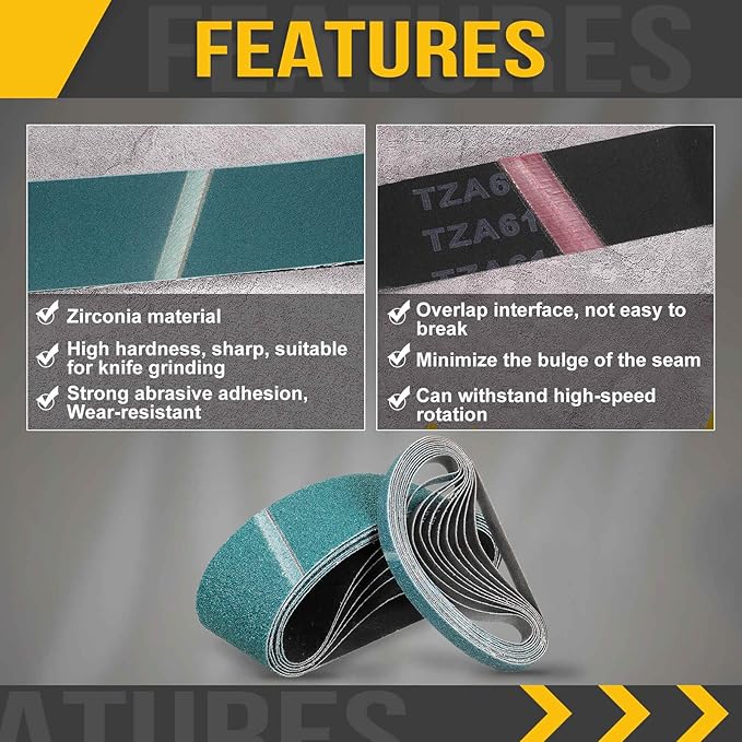 6 x 48 Inch Sanding Belt, 3 Pcs 40 Grit Zirconia Knife Sharpener Belts Work Sharpening for Belt Sander Knife Carving Tool Metal Working