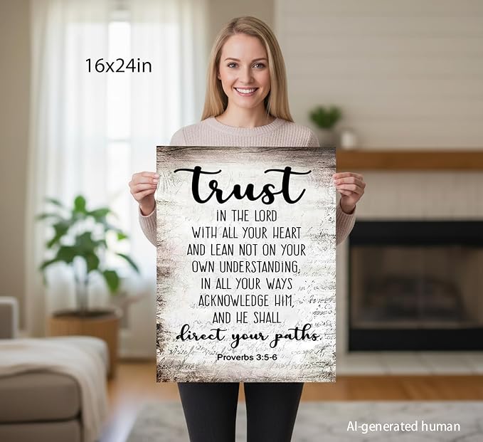YOXORDQ Proverbs 3:5-6 Bible Verse Wall Art-Canvas Wrapping 16x24in | Trust in - Image 7