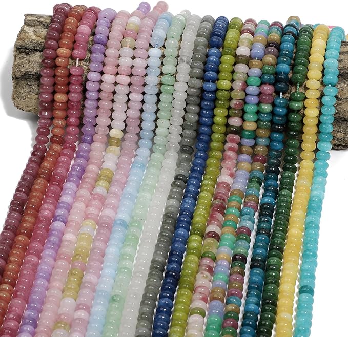 Songxi 5x8mm Natural Green Jadeite Stone Rondelle Beads, Gemstone - Image 7