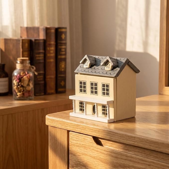 Miniature Villa Model Wooden Tiny House Compact Dollhouse Mini House Storage - Image 3