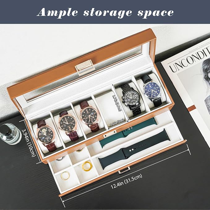 ProCase Watch Box, 6 Slot Watches Display Case - Image 2