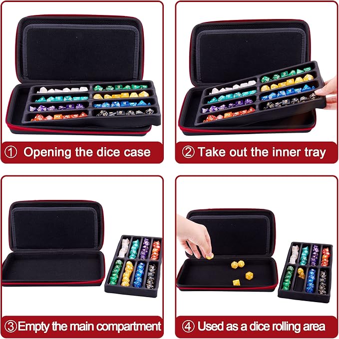SIQUK Dice Storage Case Dice Organiser Holder Removable Slotted Tray - Image 5