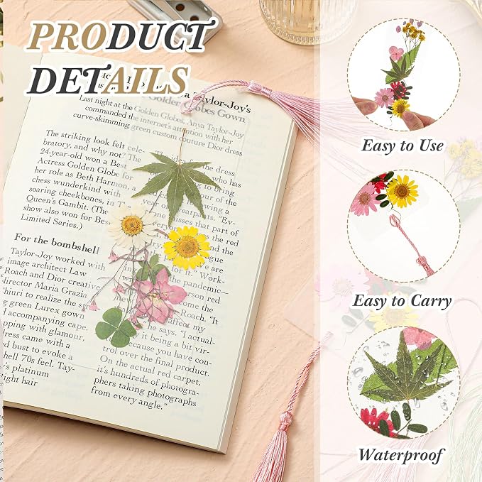 Fuyoooo 376 Pcs Pressed Flowers Bookmark Making Kit, DIY Bookmark Laminating - Image 4