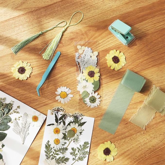 AmazingSpark 222 Pcs Dried Flower Bookmark Making Kit Include DIY Pressed - Image 4