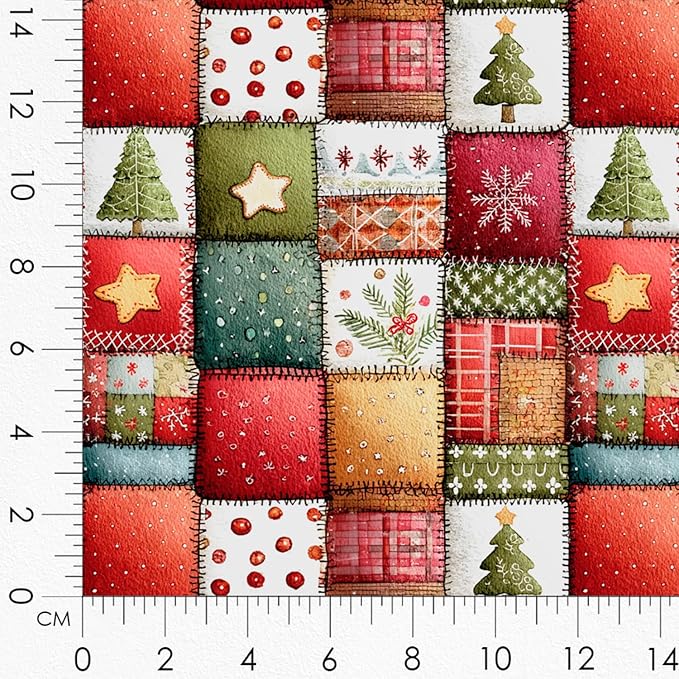 Christmas Patchwork Cotton Fabric Panel – 6 Designs + Bonus Patchwork Sheet - Image 8