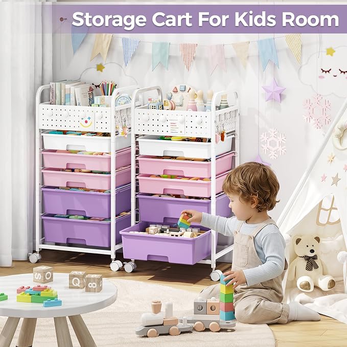 5 Drawer Rolling Storage Cart - Image 8