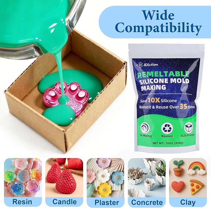 JDiction Reusable Silicone Mold Making Kit, 16oz Remeltable Silicone - Image 5