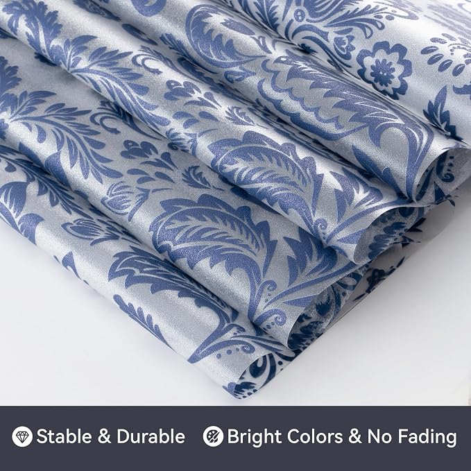 DKTIE Blue Bohemian Seamless Decorative Privacy Window Film Patterns Stain - Image 8
