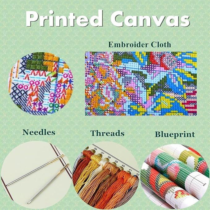 Joyhoor Cross Stitch Kit for Beginners, Pre-Printed Christmas Snowman Design - Image 3