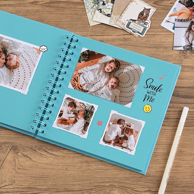 potricher 8 x 8 Inch DIY Scrapbook Album 40 Pages Hardcover Kraft Paper Scrap - Image 3