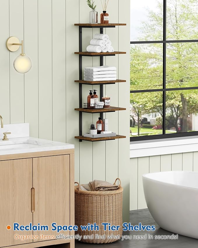 Harwaya 5 Tier Wall Bookshelf Unit - Image 3