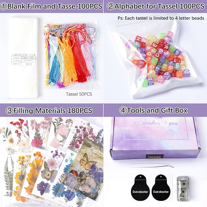 380Pcs Pressed Flower Bookmark Kit - Image 4
