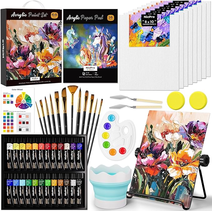 Nicpro 68PCS Acrylic Paint Canvas Set by Nicpro