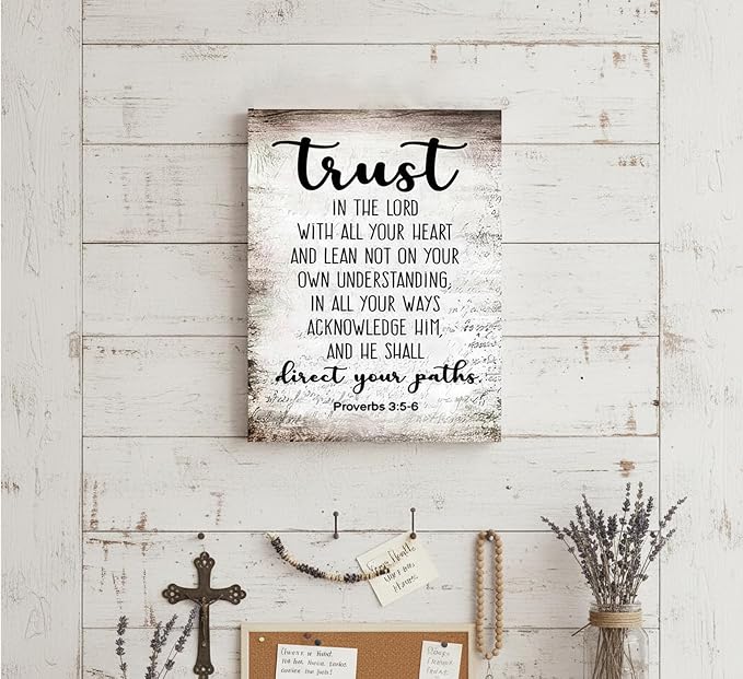 YOXORDQ Proverbs 3:5-6 Bible Verse Wall Art-Canvas Wrapping 16x24in | Trust in - Image 4