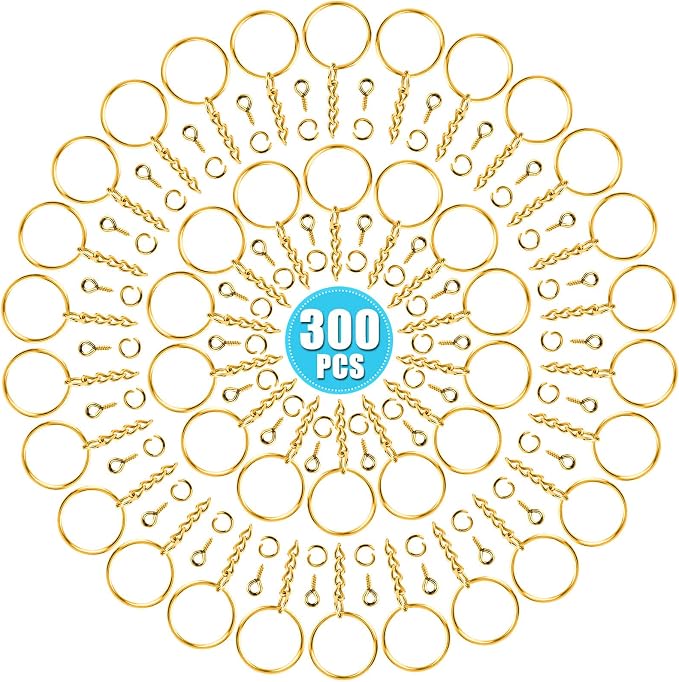 Keychain Rings Kit for Crafts Gold, PAXCOO Includes 100Pcs Split Key Ring by PAXCOO
