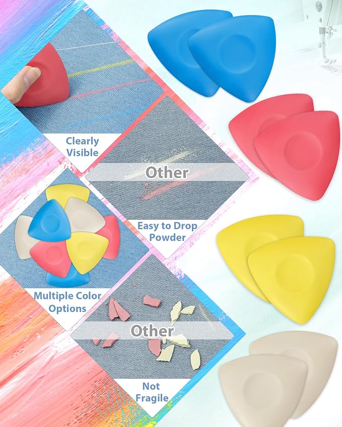 FIVEIZERO 8Pcs Tailors Chalk, Triangle Sewing Chalk - Image 3