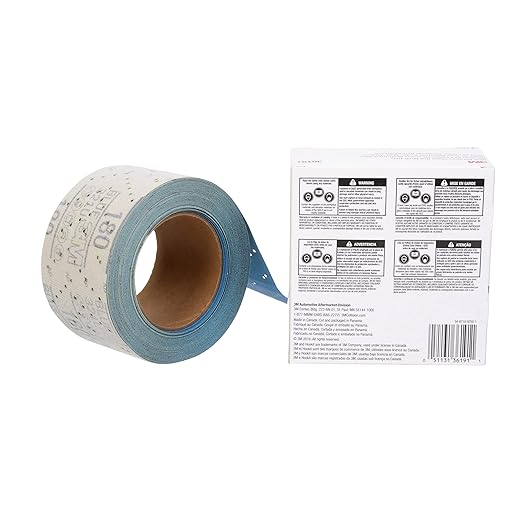 3M Hookit Blue Abrasive Sheet Roll, 36191, Multi-Hole, 2.75 in x 13 yd, 180+ Grade, Automotive Sanding Roll Sandpaper for Coating Removal, Body Repair, Auto Sanding