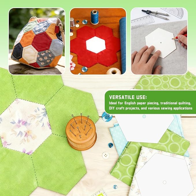 300 PCS 2" White Hexagon Piecing Paper Templates, Quilting Templates Accessories - Image 5