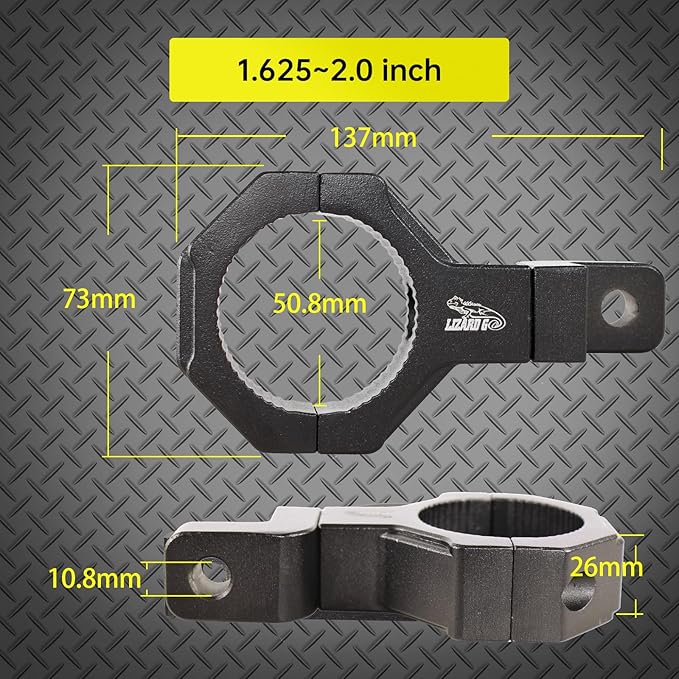 Roll Bar Adjustable Clamp for 1.625 to 2.0inch Bar,Universal 360 Degree Mount Tube Clamps 1.625"/1.75"/1.875"/2.0" for UTV ATV Roll Bars (2Pack)