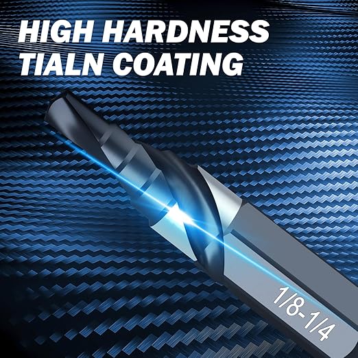 THINKWORK M35 Cobalt Spiral Flute Step Drill Bit, Single Size HSS Step Bit 1/4", Small Size EDC 1/4" Shank Step Bits for Metal, Carbon Steel, Stainless Steel, Wood, Plastic