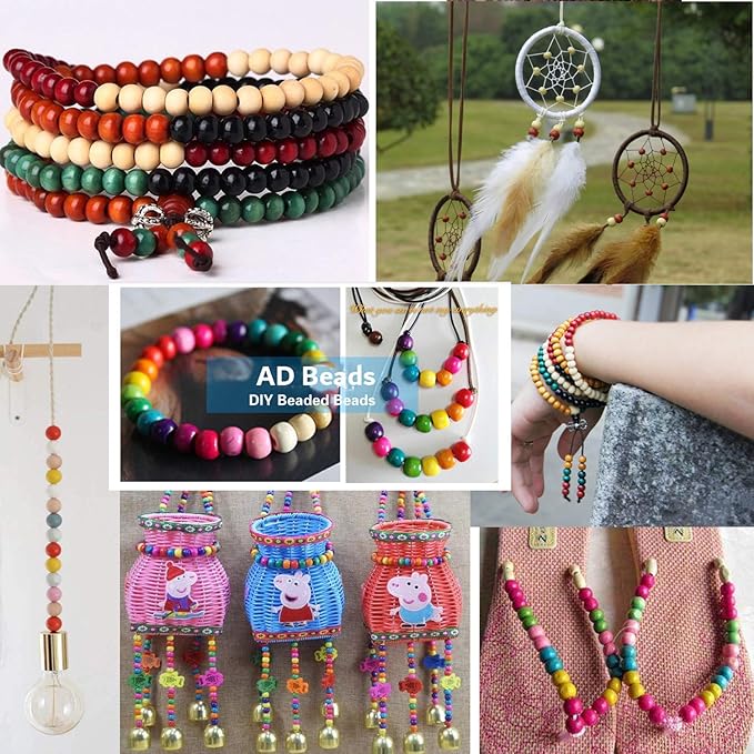 AD Beads Large Hole Wood Spacer Wooden Jewelry Making Bracelet Necklace - Image 7