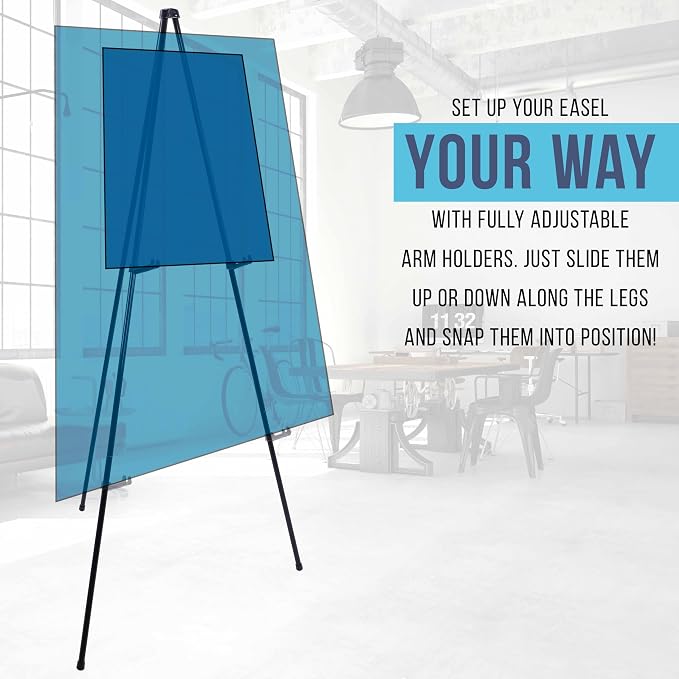 U.S. Art Supply 63" High Heavy Duty Metal Folding Display Easel - Image 5