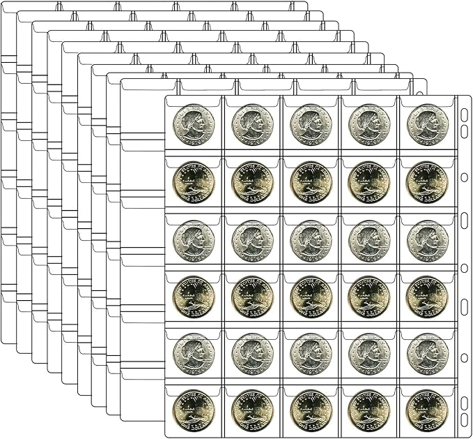 10 Sheets Coin Collection Pages, Coins Pocket Page by Ettonsun