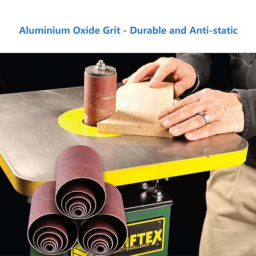 LotFancy 24PCS Spindle Sander Sleeves, 60 Grit Sanding Sleeves, Aluminum Oxide Abrasive, 4-1/2” Length, 4 Each of 1/2”,3/4”,1”,1-1/2”, 2” and 3”