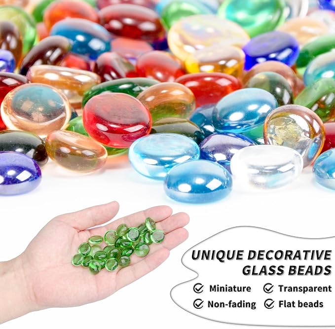 1 LB Green Flat Glass Beads, 160-180PCS Small Glass Marbles, Mini Flat Round - Image 3