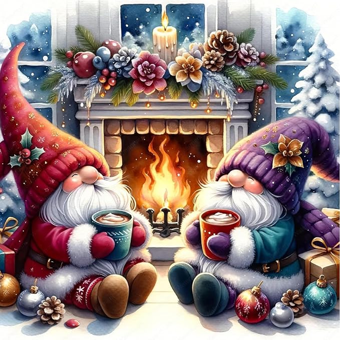 Eiazuiks Christmas Stamping Cross Stitch Kit, Gnomes Christmas Counting Cross by Eiazuiks