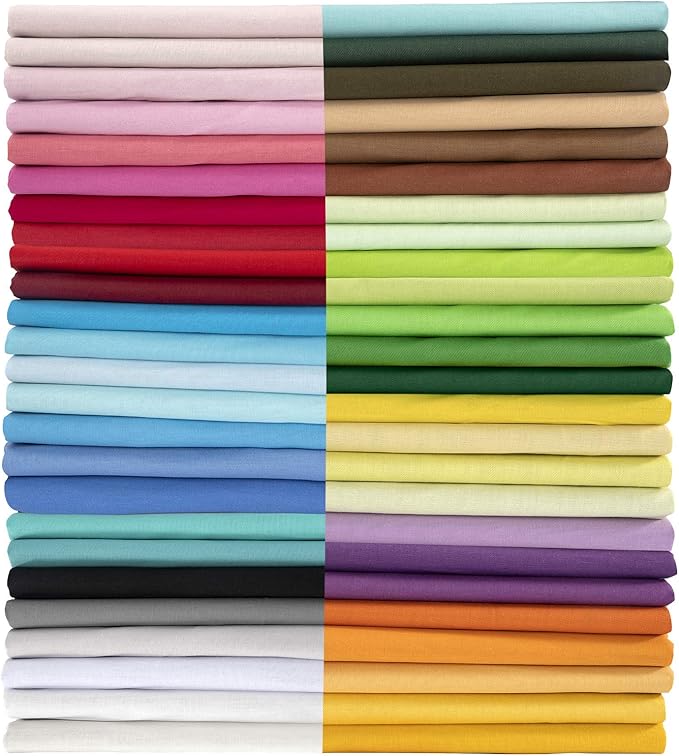 Aubliss 50pcs 100% Cotton Fabric Bundle 10" x 10" PreCut Fat Squares Sheets by Aubliss