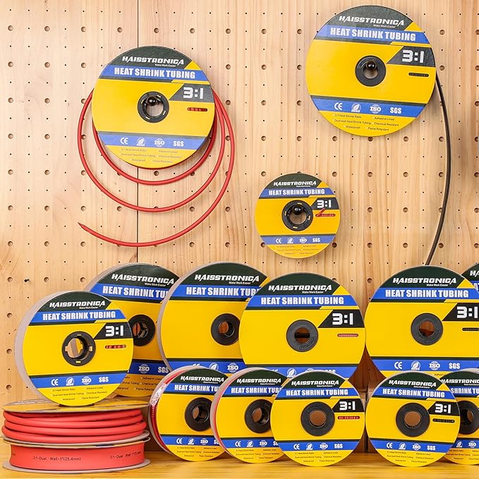 haisstronica 3:1 Heat Shrink Tubing, Shrink Ratio Adhesive Lined Marine Grade Heat Shrink Tube for Home, Automotive and Industrial (Black) 65FT 5/8inch