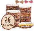 36 Pack Nature Wood Slices for Crafts, 3.1-3.5In Unfinished Natural Wood by VKIZA