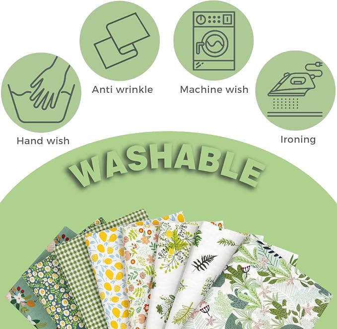 Aubliss 8pcs Fat Quarter Fabric Bundles 20'' x 20'' Cotton Craft Fabric Pre-Cut - Image 4