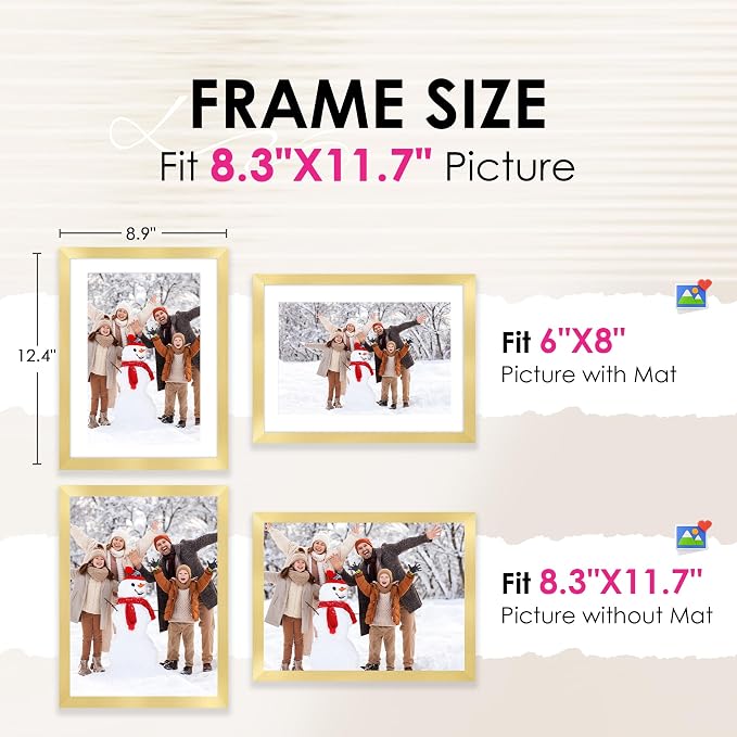 FIXSMITH A4 Picture Frame Set of 2, Display Pictures 6x8 - Image 2