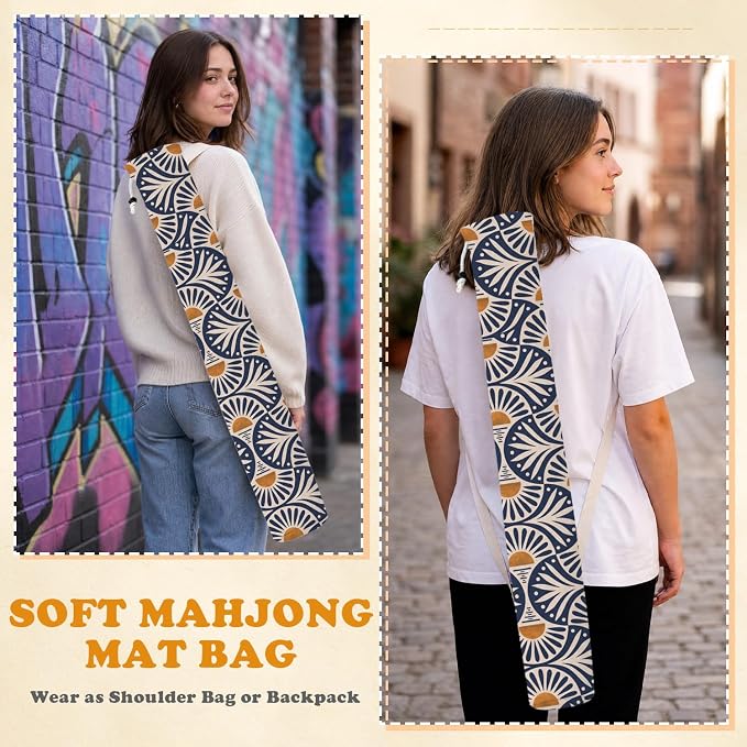 Art Deco Blue and Orange Sun Mahjong Mat Bag - Image 7
